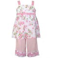 AnnLoren Girls 2-piece Precious Pink Floral Outfit
