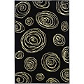 Black Swirls Polypropylene Rug (4'11 x 7'6)