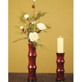 Roses in Mangowood Vase and Candle Set