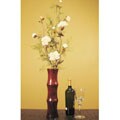 Roses and Evergreen Plumosa in Mango Wood Vase