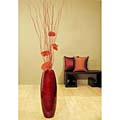 Bamboo Cylinder Floor Vase with Tall Wavy Willow