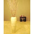Tapered Natural Bamboo Floor Vase with Forsythia