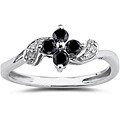 10k Gold Black and White Diamond Flower Ring (I-J, I1-I2)