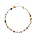 Sterling Silver Red Foil Glass Nugget-shaped Necklace