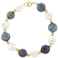 White & Peacock Cultured FW Pearl Bracelet (10 mm)