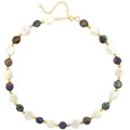 White and Peacock Cultured FW Coin Pearl Necklace (10 mm)