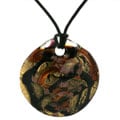 Murano Glass Black and Gold Round Dome Pendant