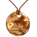 Murano Glass Ivory and Gold Round Dome Pendant