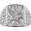Stainless Steel and Diamond Men's Eagle Ring