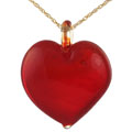 Murano Glass Red Puffy Heart Necklace