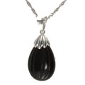 Sterling Silver Flower Bud Onyx Necklace