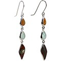 Sterling Silver Amazonite, Mookarite and Jasper Earrings