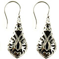 Sterling Silver Onyx Openwork Dangle Earrings