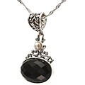 Sterling Silver Black Onyx and White Pearl Necklace