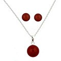 Sterling Silver Red Agate Necklace and Earrings Set