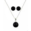 Sterling Silver Black Agate Necklace and Earrings Set