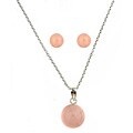 Sterling Silver Rose Quartz Necklace and Earrings Set