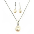 Sterling Silver FW Pearl Necklace and Earrings Set