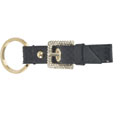 Dolce & Gabbana Black Leather Crystal Buckle Key Ring