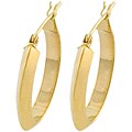 14k Yellow Gold Oblong Hoop Earrings