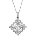 14k White Gold 1/6ct TDW Diamond Filigree Necklace
