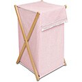 Pink Gingham Wood Frame Hamper