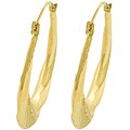 14k Yellow Gold Oval Hoop Swirl Earrings