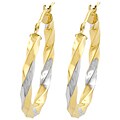 14k Two-tone Gold Twisted Hoop Earrings