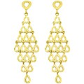 14k Yellow Gold Pyramid Reflection Dangle Earrings