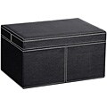 Ebony Faux Leather Small Storage Box with Lid