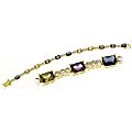 14k Gold Overlay Diamoness Stone Bracelet