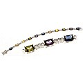 14k Gold Overlay Diamoness Stone Bracelet