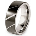 Black-plated Tungsten Grooved Polished Ring