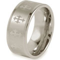 Polished Tungsten Band with Laser Cross Design