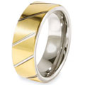 Goldplated Tungsten Grooved Polished Ring
