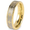 Goldplated Tungsten Men's Cross Ring