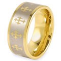 Goldplated Polished Tungsten Laser Cross Design Ring