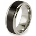 Ridged Edge Brushed and Polished Black-plated Tungsten Ring
