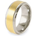 Ridged Edge Brushed and Polished Goldplated Tungsten Ring