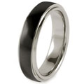 Ridged Edge Polished Black Plated Tungsten Ring