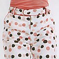 Ladies Seersucker Dot-print Bermuda Golf Shorts