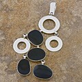 Black Bone Shell Geometric Silver Pendant (Indonesia)