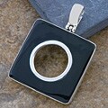 Black Bone Shell Square Silver Pendant (Indonesia)