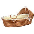 Honey Moses Basket with Beige Gingham Bedding