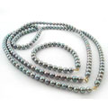 14k Gold Grey Freshwater Pearl Jewelry Set (6-7 mm)
