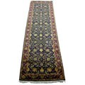 Indo Mahal Hand-knotted Black/ Burgundy Rug (4' x 16')