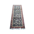 Indian Mahal Hand-knotted Black/ Burgundy Rug (4' x 12')