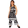 AnnLoren Girl's 2-piece Black/ White Floral Set