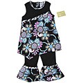 AnnLoren Girls 2-piece Floral and Zebra Capri Set