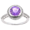 Sterling Silver Amethyst and 1/6ct TDW Diamond Ring